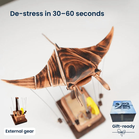🌊 Handcrafted wooden manta ray mechanical ornament | A meticulously crafted marine art automated device