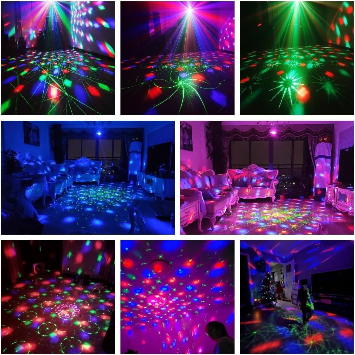 Party Lights Disco Ball Light with Pattern Projection,Dj Disco Light Sound Activated LED Light,RGB Colored Strobe Stage Lighting for Indoor Dance Parties Birthday Karaoke Halloween Christmas
