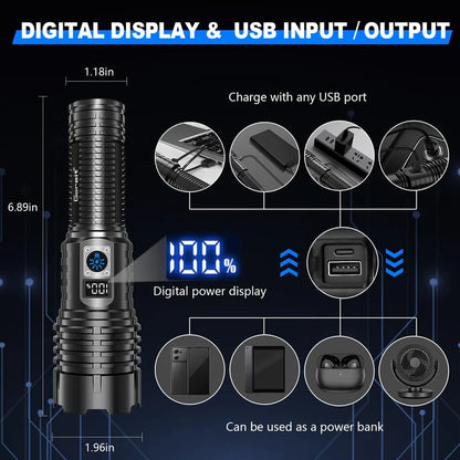 【SG-G400】🔥Last Day Sale🔥LED Rechargeable Tactical Laser Zoom Flashlight