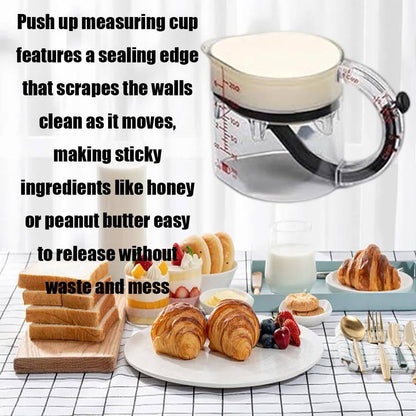 🍳 4-in-1 Adjustable Measuring Cup | One cup does all the measuring of ingredients, saving space and increasing efficiency!