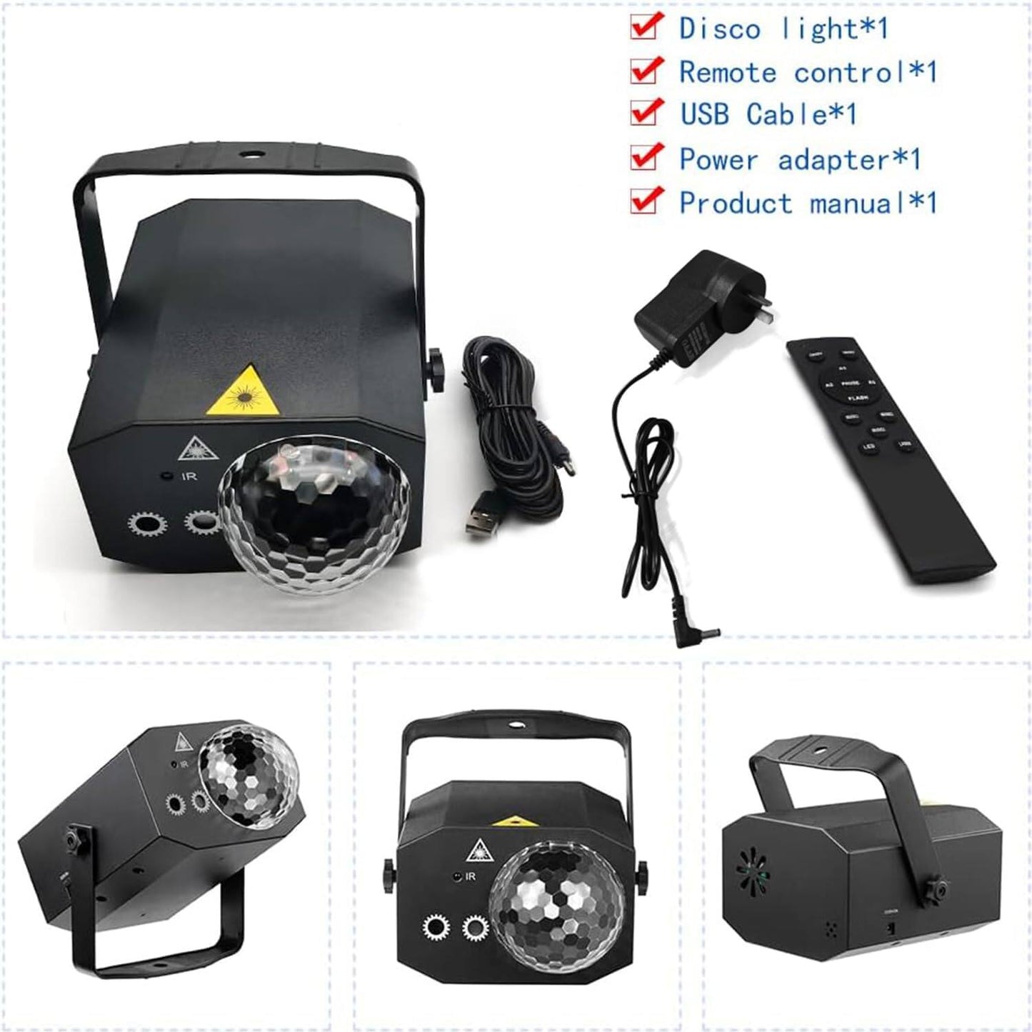 Party Lights Disco Ball Light with Pattern Projection,Dj Disco Light Sound Activated LED Light,RGB Colored Strobe Stage Lighting for Indoor Dance Parties Birthday Karaoke Halloween Christmas