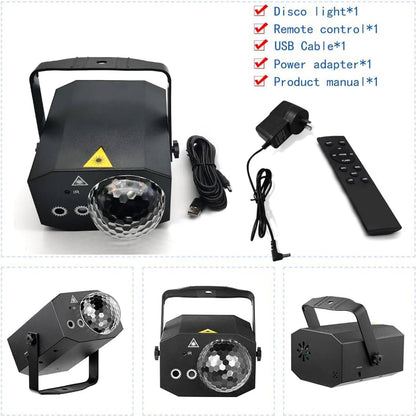 Party Lights Disco Ball Light with Pattern Projection,Dj Disco Light Sound Activated LED Light,RGB Colored Strobe Stage Lighting for Indoor Dance Parties Birthday Karaoke Halloween Christmas