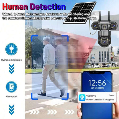 🔆 SWVW 4G Solar-Powered Dual-Lens Camera｜6K Ultra HD Intelligent Monitoring, Automatic Tracking, 24/7 Protection