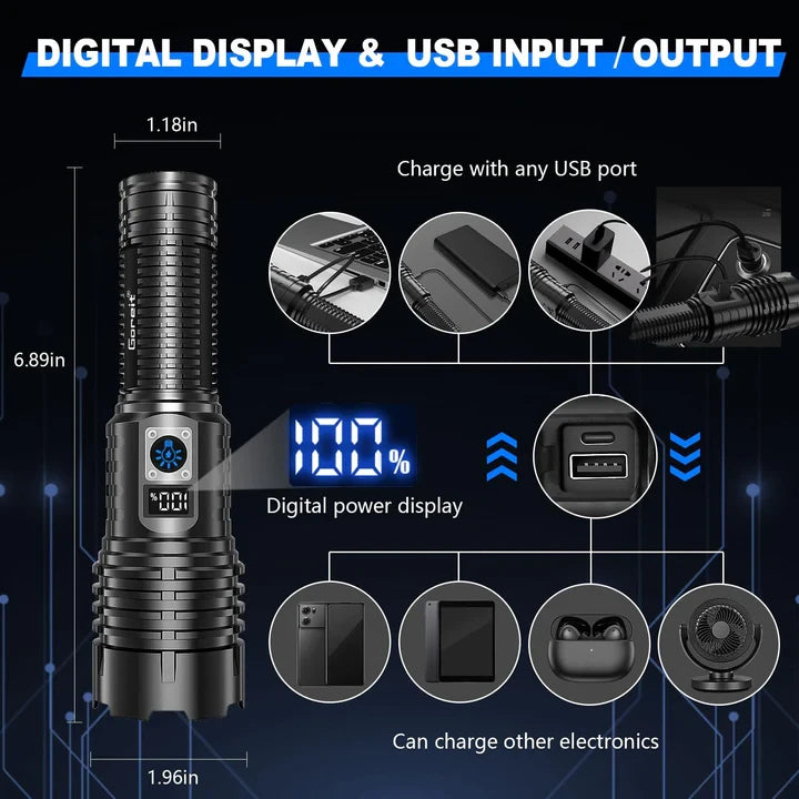 【SG-G400】🔥Last Day Sale🔥LED Rechargeable Tactical Laser Zoom Flashlight