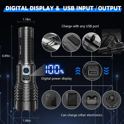 【SG-G400】🔥Last Day Sale🔥LED Rechargeable Tactical Laser Zoom Flashlight