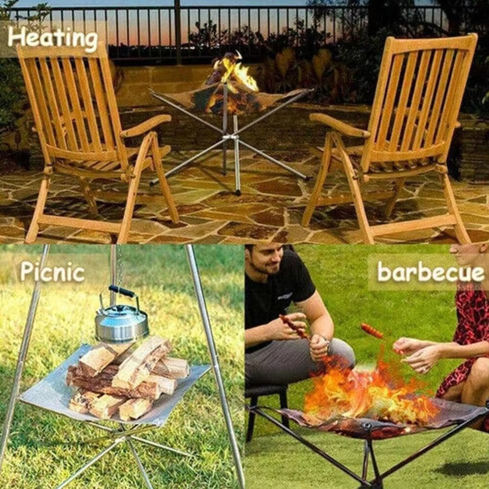 🔥Foldable stainless steel fire pit | Portable outdoor campfire rack, the best choice for camping, heating and grilling!