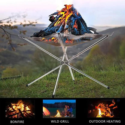 🔥Foldable stainless steel fire pit | Portable outdoor campfire rack, the best choice for camping, heating and grilling!
