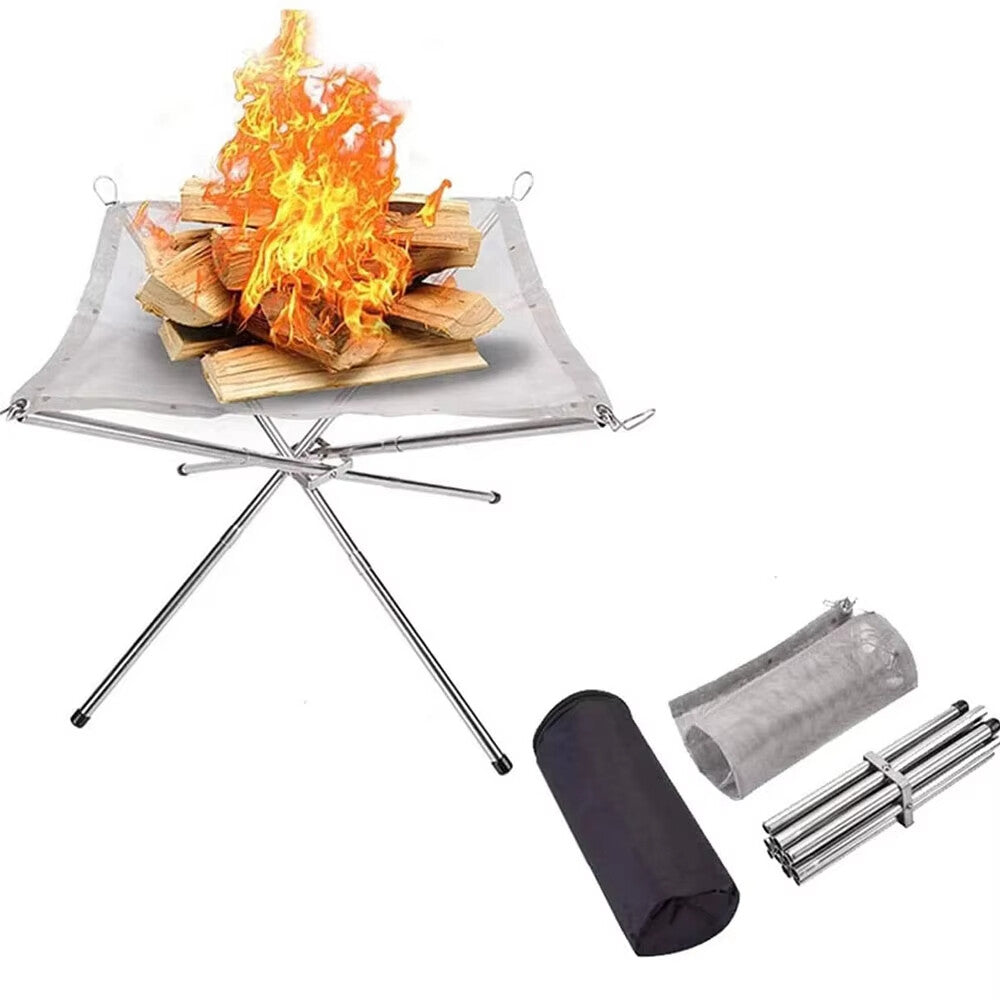 🔥Foldable stainless steel fire pit | Portable outdoor campfire rack, the best choice for camping, heating and grilling!