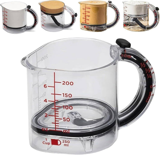 🍳 4-in-1 Adjustable Measuring Cup | One cup does all the measuring of ingredients, saving space and increasing efficiency!
