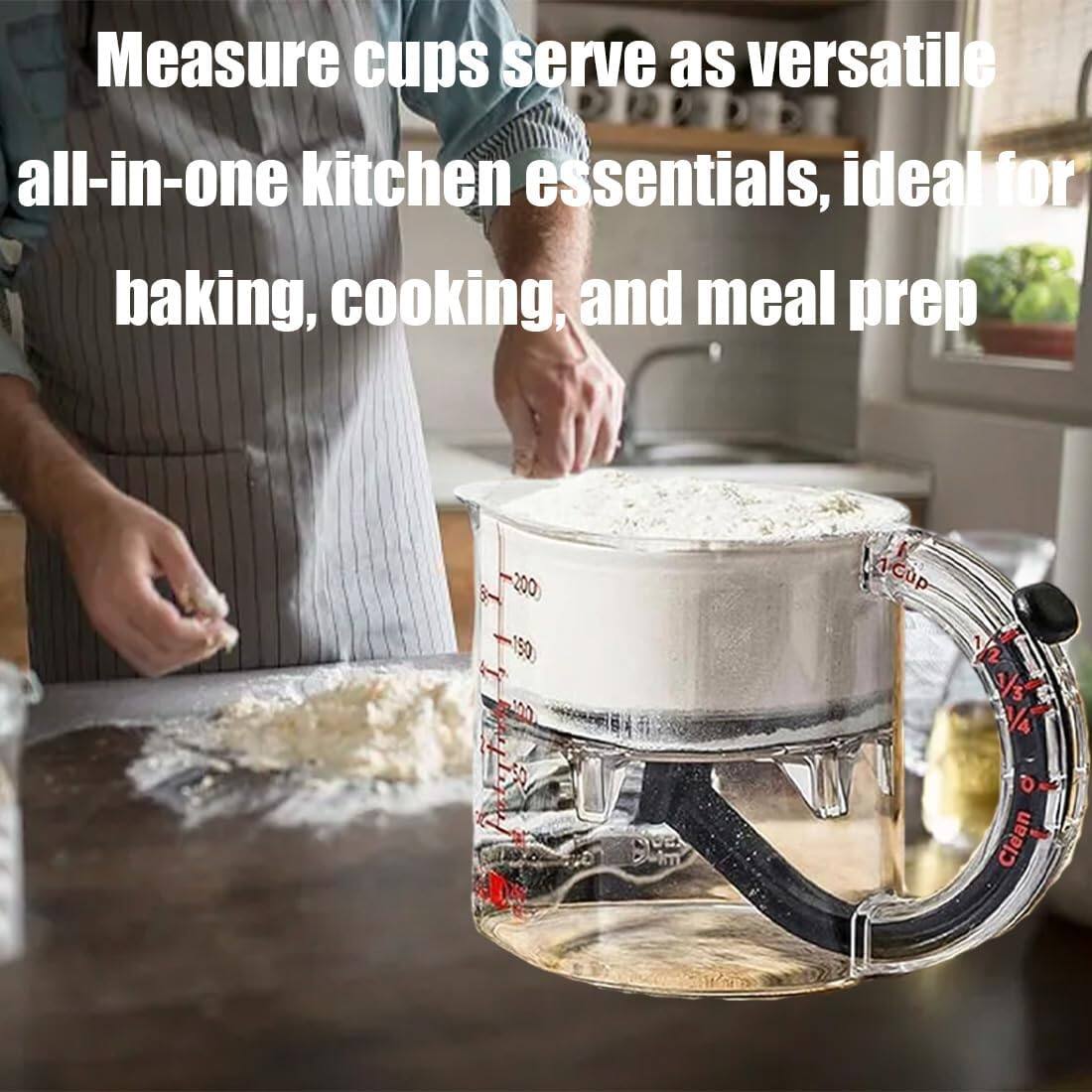 🍳 4-in-1 Adjustable Measuring Cup | One cup does all the measuring of ingredients, saving space and increasing efficiency!