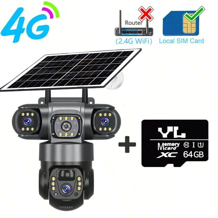 🔆 SWVW 4G Solar-Powered Dual-Lens Camera｜6K Ultra HD Intelligent Monitoring, Automatic Tracking, 24/7 Protection