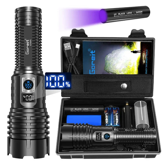 【SG-G400】🔥Last Day Sale🔥LED Rechargeable Tactical Laser Zoom Flashlight